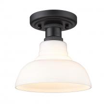  0305-FM BLK-VMG - Carver Flush Mount in Matte Black with Vintage Milk Glass